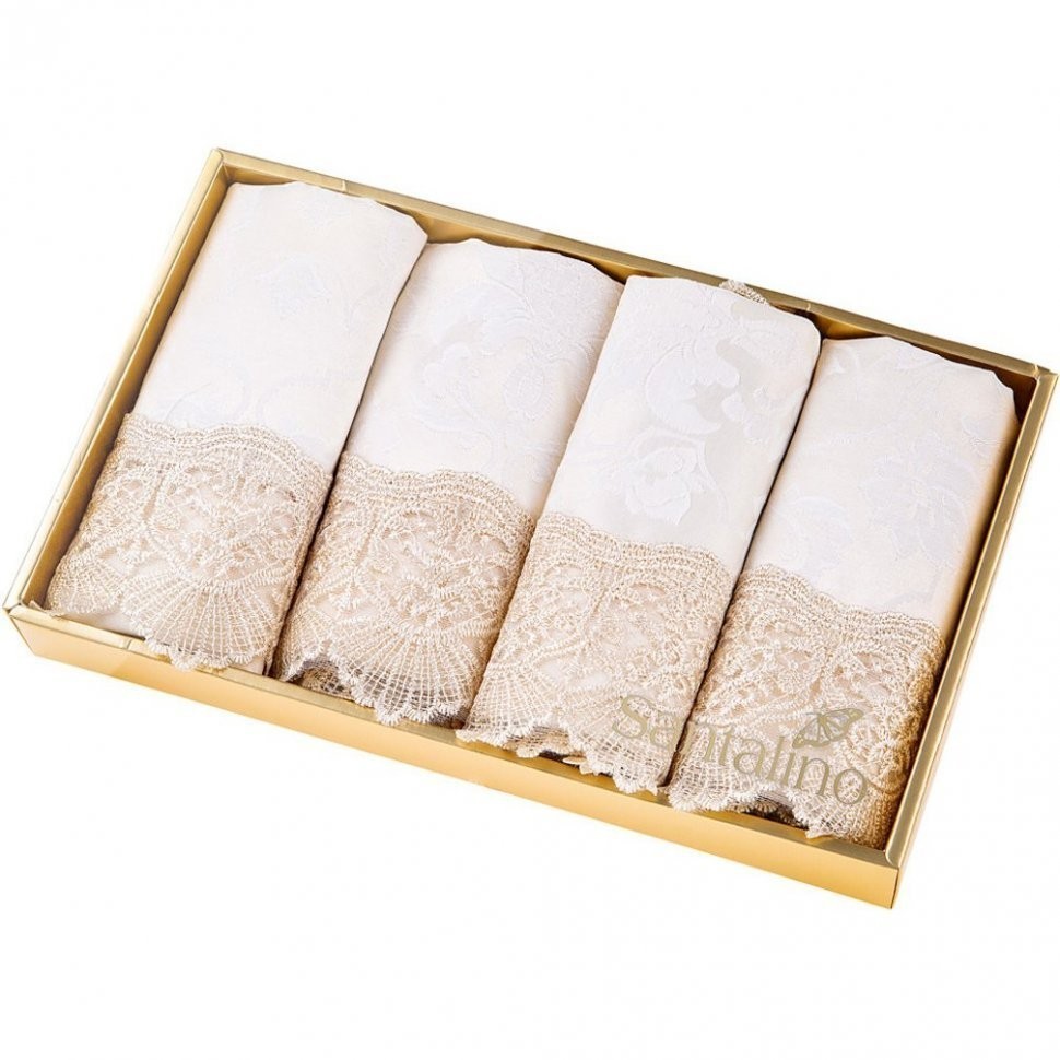 Набор салфеток из 4-х шт ,"ричард" 40х40см,100% п/э, с кружевом, шампань SANTALINO (850-880-44)