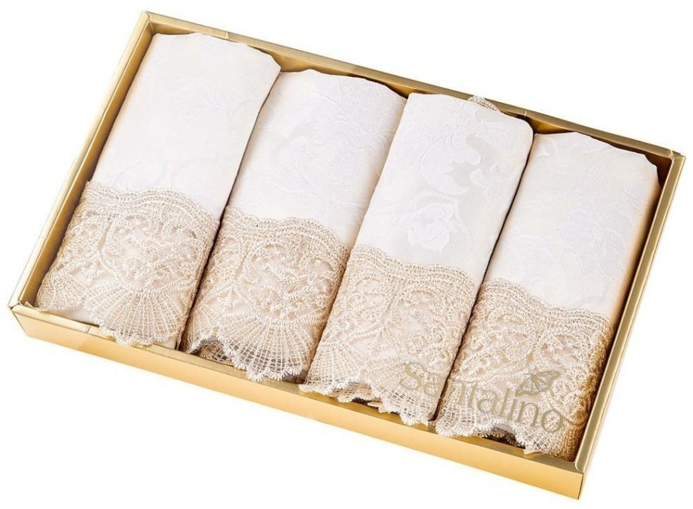 Набор салфеток из 4-х шт ,"ричард" 40х40см,100% п/э, с кружевом, шампань SANTALINO (850-880-44)