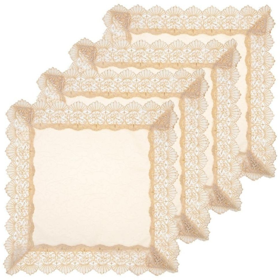 Набор салфеток из 4-х шт ,"ричард" 40х40см,100% п/э, с кружевом, шампань SANTALINO (850-880-44)