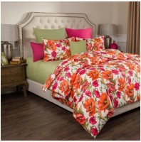 Кпб 2-х сп &quot;маки&quot; под 175х215 -1шт., пр (цвет св.зеленый) 220х250  -1шт., нав 50х70 - 2шт. х/б, сат SANTALINO (984-023)