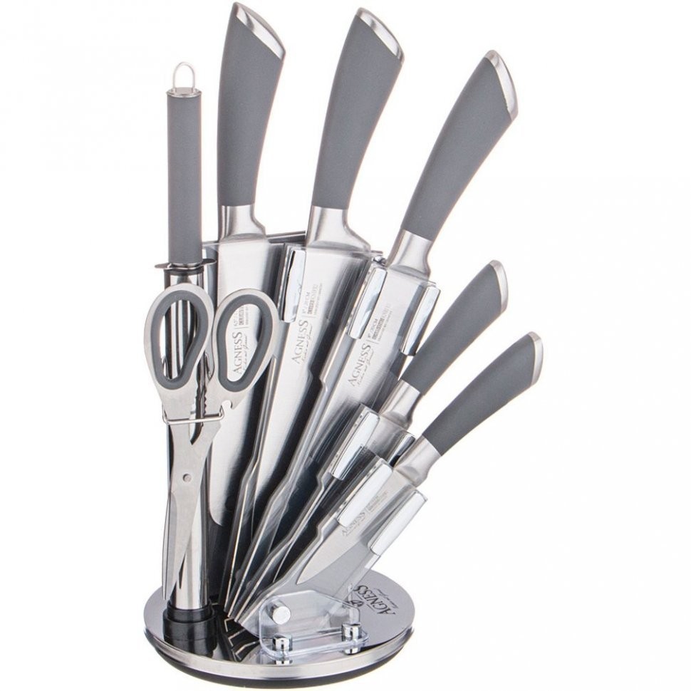 Набор ножей agness нжс на пластиковой вращающейся подставке 8 пр. (911-499)