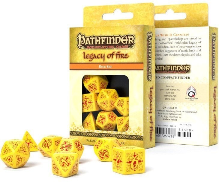 Набор кубиков "Pathfinder Legacy of Fire Dice Set", 7 шт, желто-красный (30216)