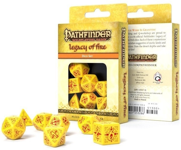 Набор кубиков "Pathfinder Legacy of Fire Dice Set", 7 шт, желто-красный (30216)