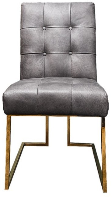 Стул C0194-01-1D/greyB#67, обивка кожа, ножки нержавеющая сталь, grey/gold, ROOMERS FURNITURE
