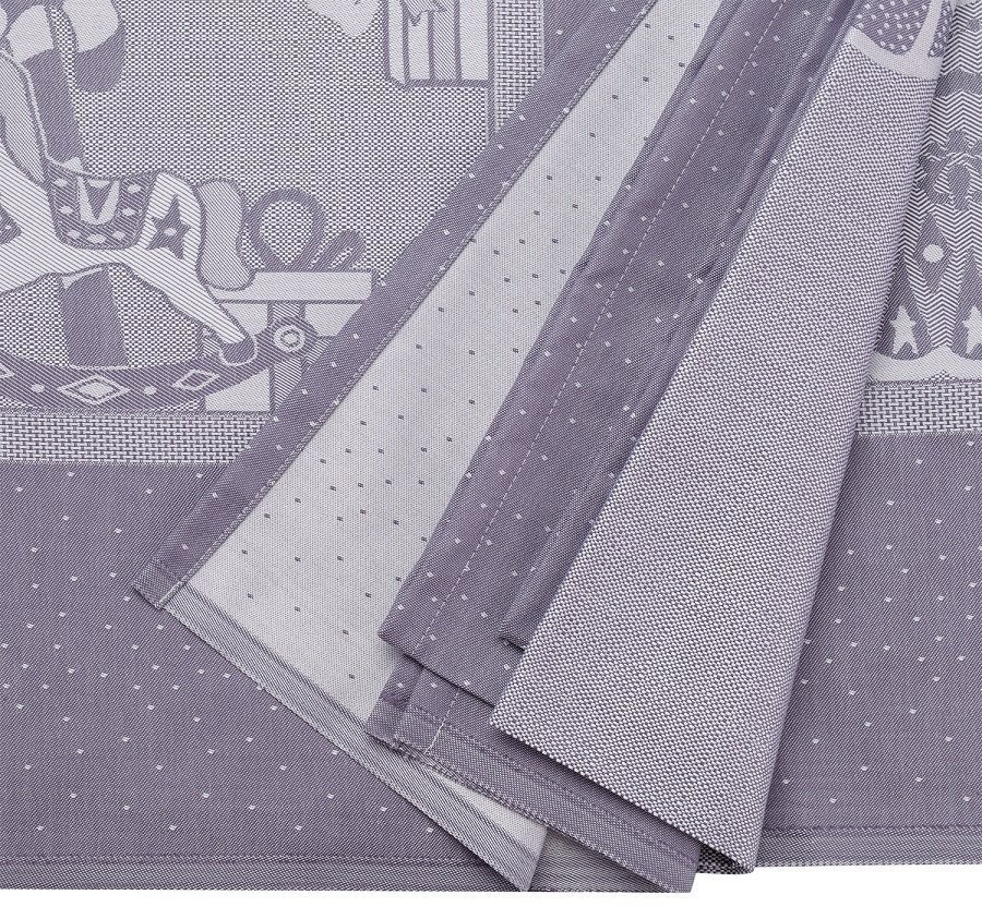 Скатерть из хлопка фиолетово-серого цвета с рисунком Щелкунчик, new year essential, 180х180см (72179)