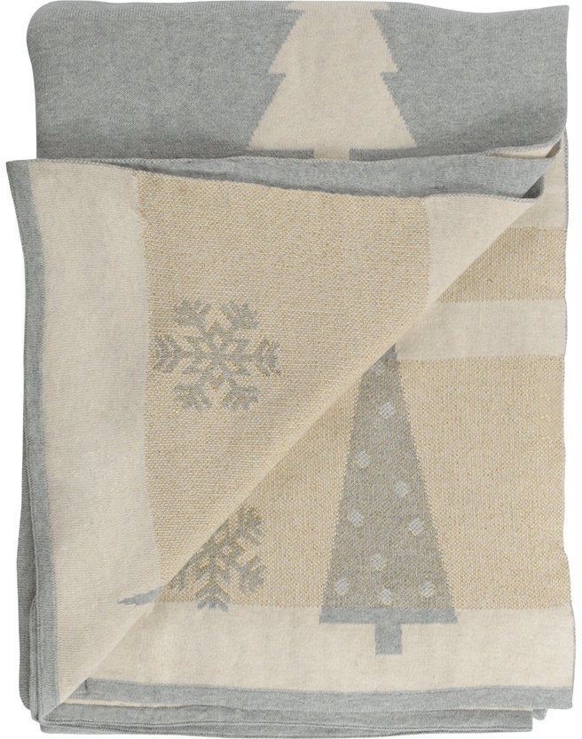 Плед из хлопка с новогодним рисунком christmas tree из коллекции new year essential, 130х180 см (69742)