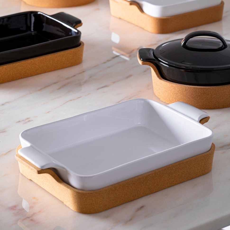 Набор DR391-WHI(DR391-043), керамика/пробка, Beige/ white, CASAFINA BY COSTA NOVA