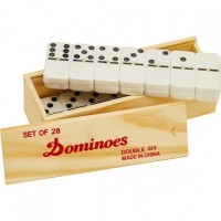 Домино в светлой деревянной коробке (30729)