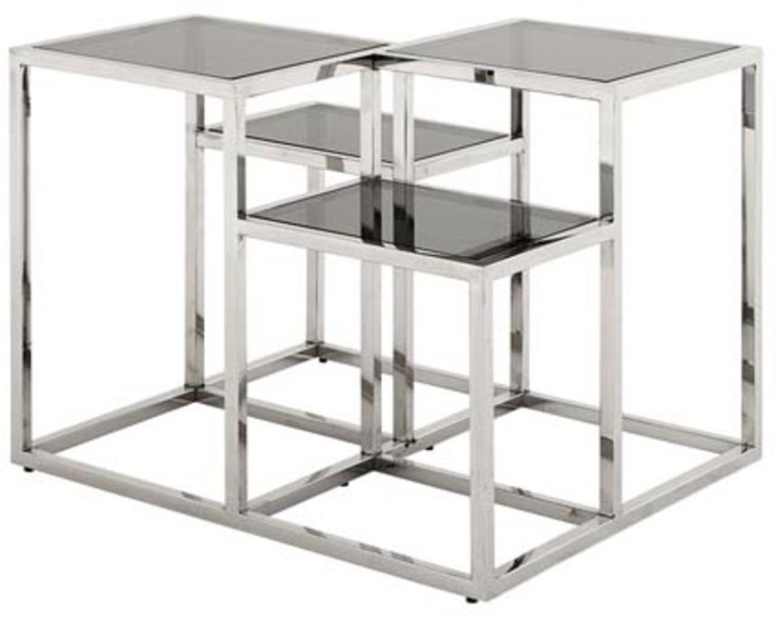 Стол Смитсон 108191, нержавеющая сталь, стекло, chrom/grey, ROOMERS FURNITURE