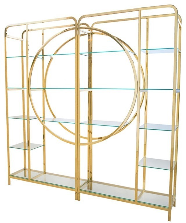Стеллаж Z0152-31#, стекло, нержавеющая сталь, gold, ROOMERS FURNITURE