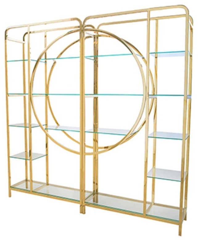 Стеллаж Z0152-31#, стекло, нержавеющая сталь, gold, ROOMERS FURNITURE