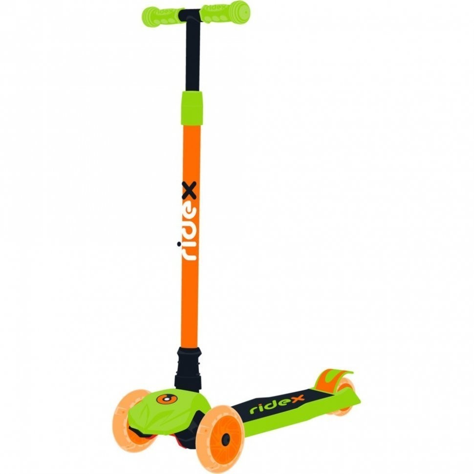 Самокат 3-колесный Chip, 120/80 мм, оранжевый/зеленый (861114)