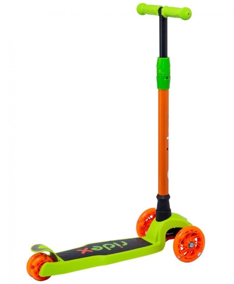 Самокат 3-колесный Chip, 120/80 мм, оранжевый/зеленый (861114)