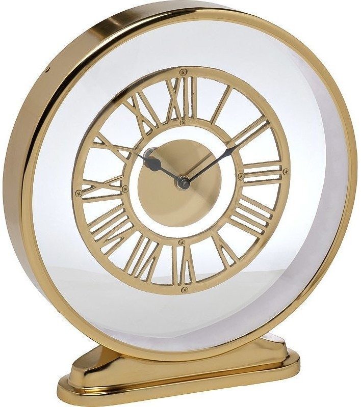 Часы настольные на подставке золото d30, H32см (TT-00005643)