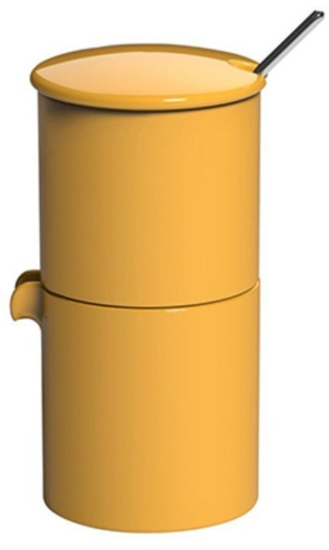 Набор: сахарница + молочник + ложечка C098-51AYE, фарфор, Yellow, LOVERAMICS