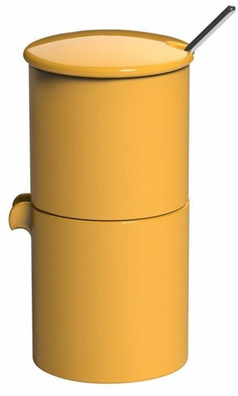 Набор: сахарница + молочник + ложечка C098-51AYE, фарфор, Yellow, LOVERAMICS