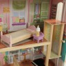 Деревянный кукольный домик "Роскошь", с мебелью 34 предмета в наборе и с гаражом, для кукол 30 см (65954_KE)