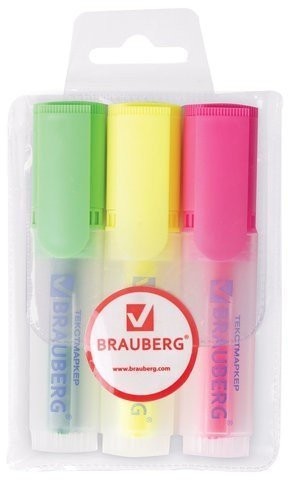 Набор текстовыделителей Brauberg Fluo 1-5 мм 3 цвета 150404 (2) (86710)