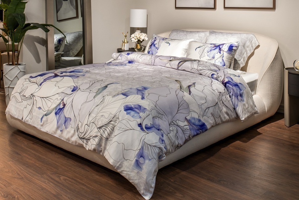 Комплект постельного белья Ирисы, тенсель (145*210-1шт, 50*70-2шт) (TT-00015790)