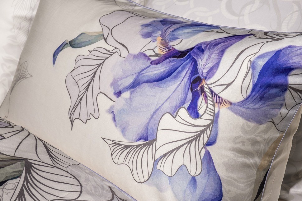 Комплект постельного белья Ирисы, тенсель (145*210-1шт, 50*70-2шт) (TT-00015790)