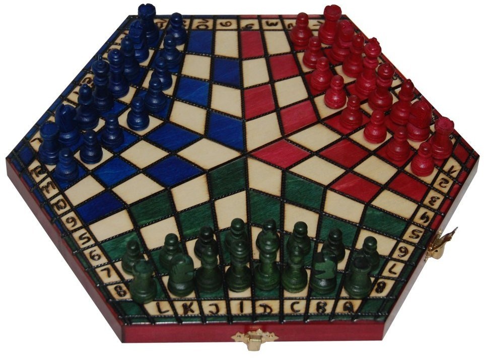 Шахматы "На троих" малые (Польша, дерево, 28х16х4 см), Madon (31128)