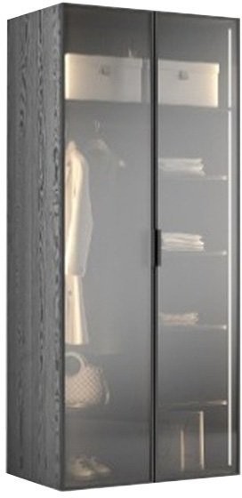 Шкаф двухдверный с полками цвет черный, дверцы стеклянные (TT-00010417)