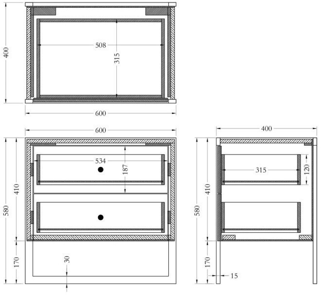 Тумба с 2-мя ящиками белая/хром 60*40*58см (TT-00006175)