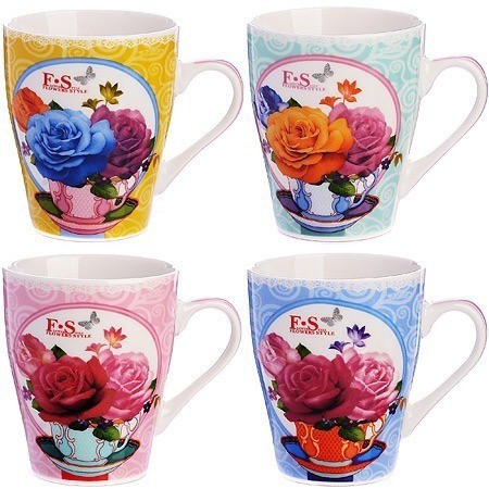 Набор кружек 340 мл 4 шт Flowers Style LORAINE (24448-Н1)