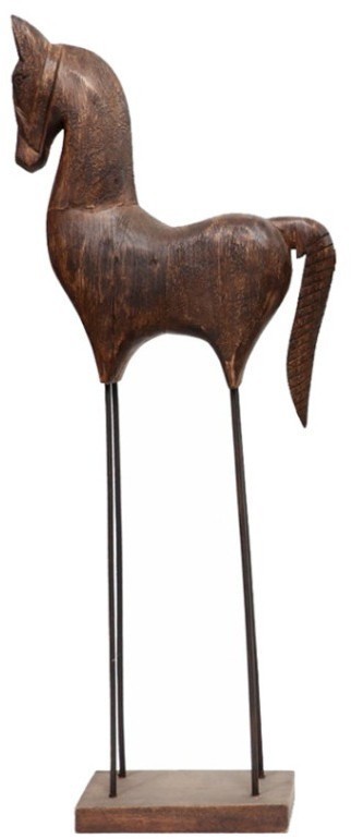 Декор лошадь HD704, манго/металл, Black, ROOMERS FURNITURE