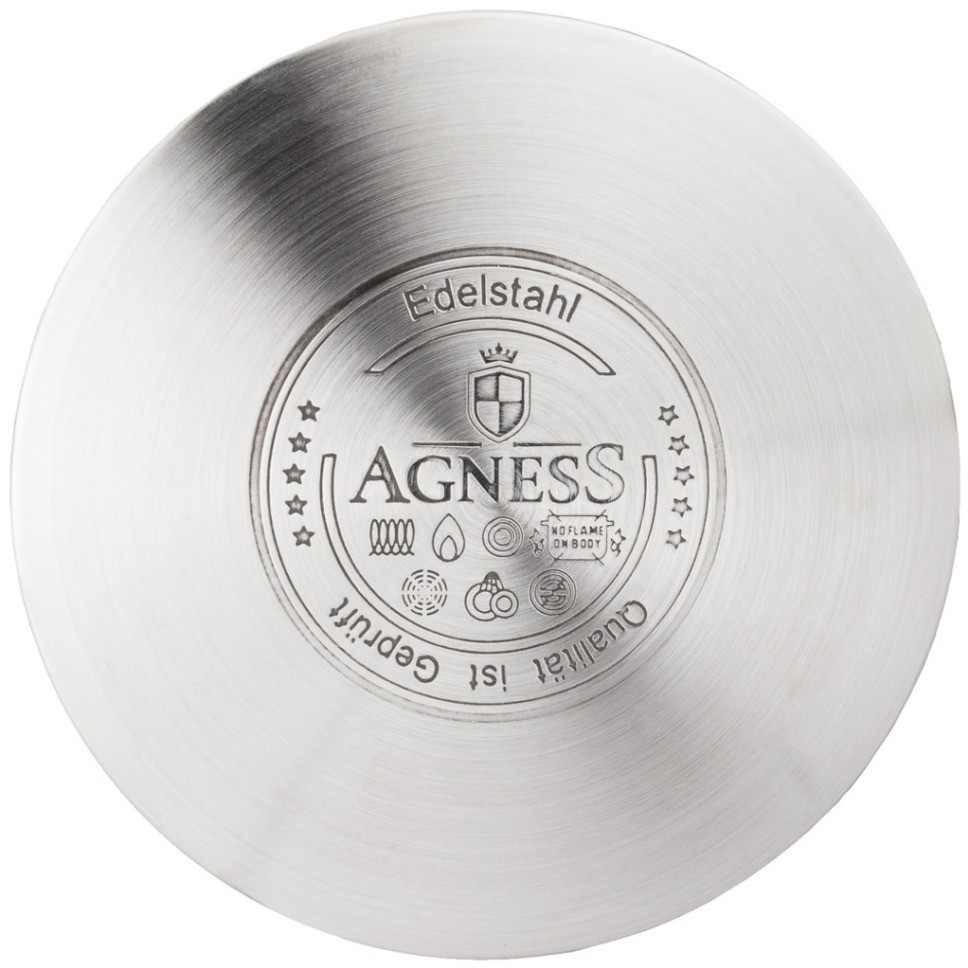 Кастрюля agness со стекл.крышкой, 1,8л, 16х9,5см,высококачественная нерж.сталь 18/10, индукцион.дно Agness (937-742)