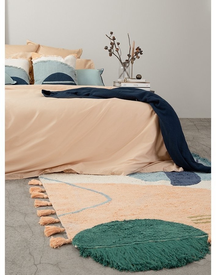 Ковер из хлопка с геометрическим принтом, бахромой и кисточками из коллекции ethnic, 160х230 см (69435)