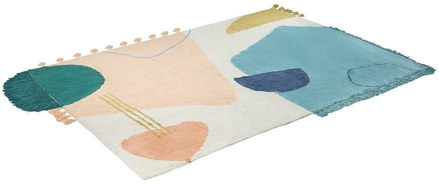 Ковер из хлопка с геометрическим принтом, бахромой и кисточками из коллекции ethnic, 160х230 см (69435)