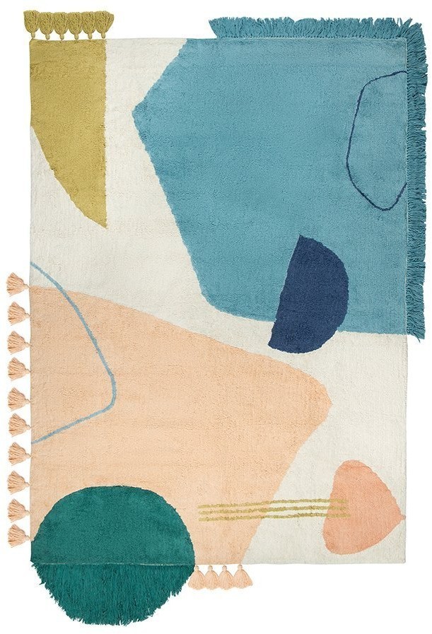 Ковер из хлопка с геометрическим принтом, бахромой и кисточками из коллекции ethnic, 160х230 см (69435)