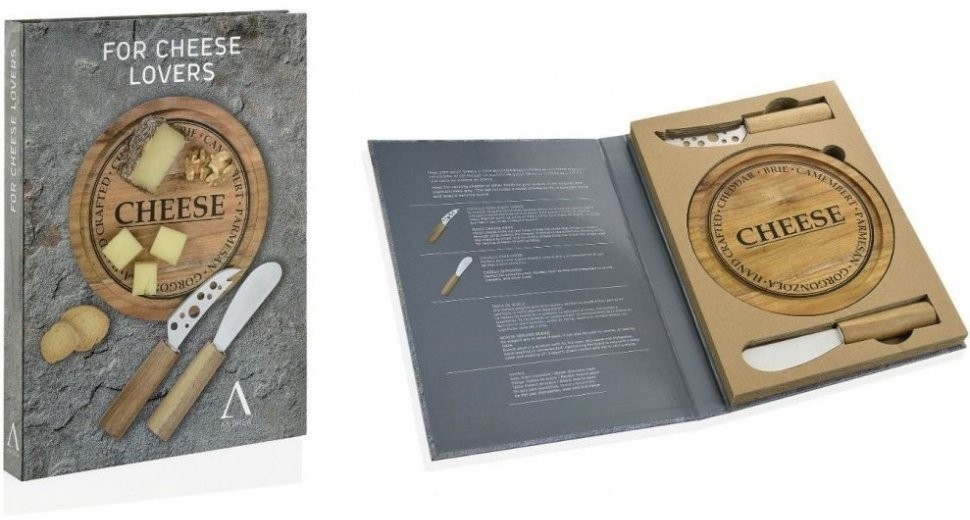 Andrea House Подарочный набор из 2 ножей и доски для сыра CC65020