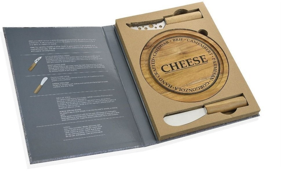 Andrea House Подарочный набор из 2 ножей и доски для сыра CC65020