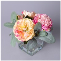 Букет искусственных цветов в квадратной вазе высота= 18см Lefard (287-555)