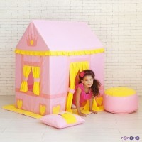 Текстильный домик-палатка с пуфиком для девочек &quot;Дворец Три Короны&quot; (PCR116)