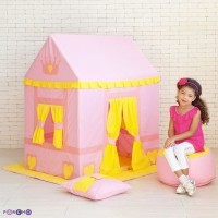 Текстильный домик-палатка с пуфиком для девочек &quot;Дворец Три Короны&quot; (PCR116)