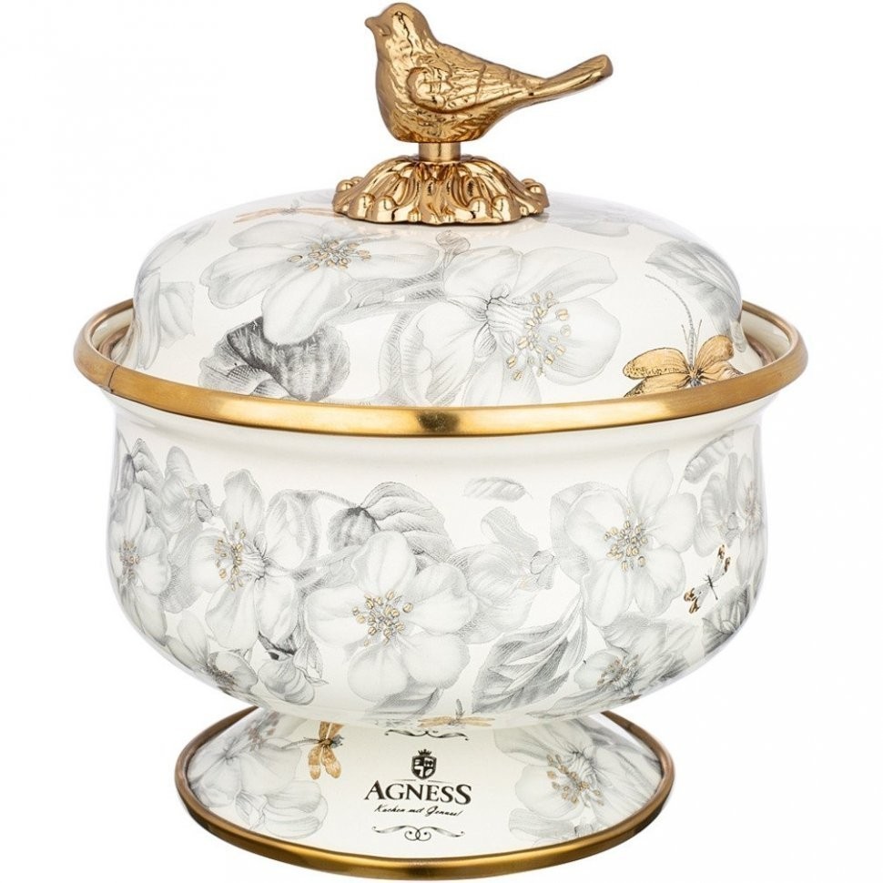 Сахарница agness эмалированная, серия яблоневый сад, 500 mл 12x9.5 см Agness (950-543)