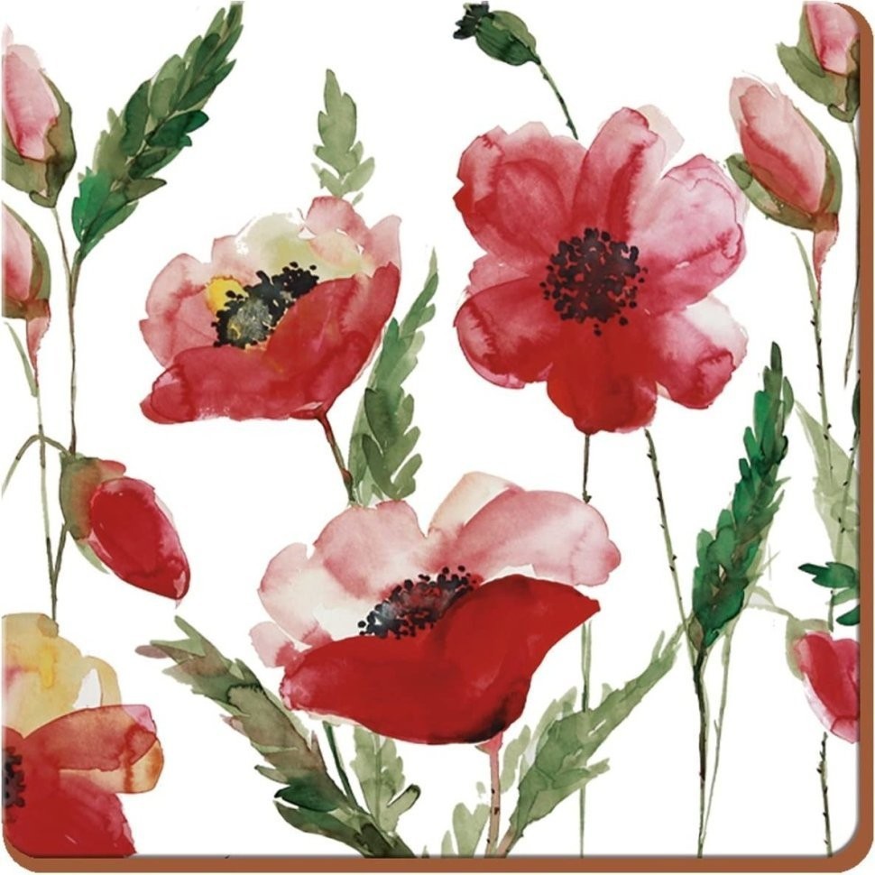 Creative Tops Набор из 6 подставок Watercolour Poppy 10х10 5176717