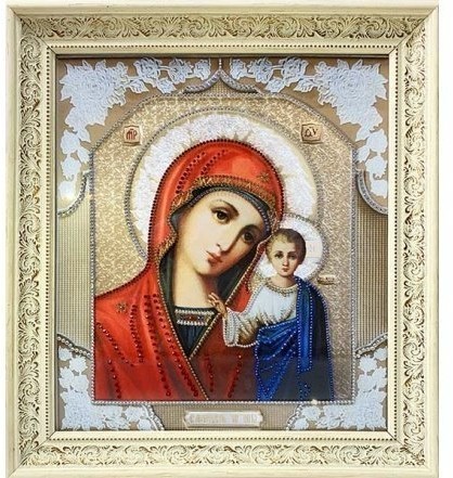Икона Божией Матери Казанская большая с кристаллами Swarovski (2215)