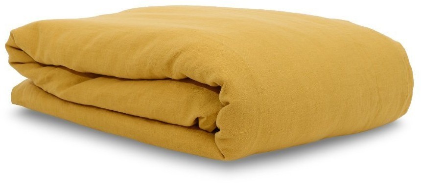 Пододеяльник изо льна горчичного цвета essential, 200х200 см (63313)