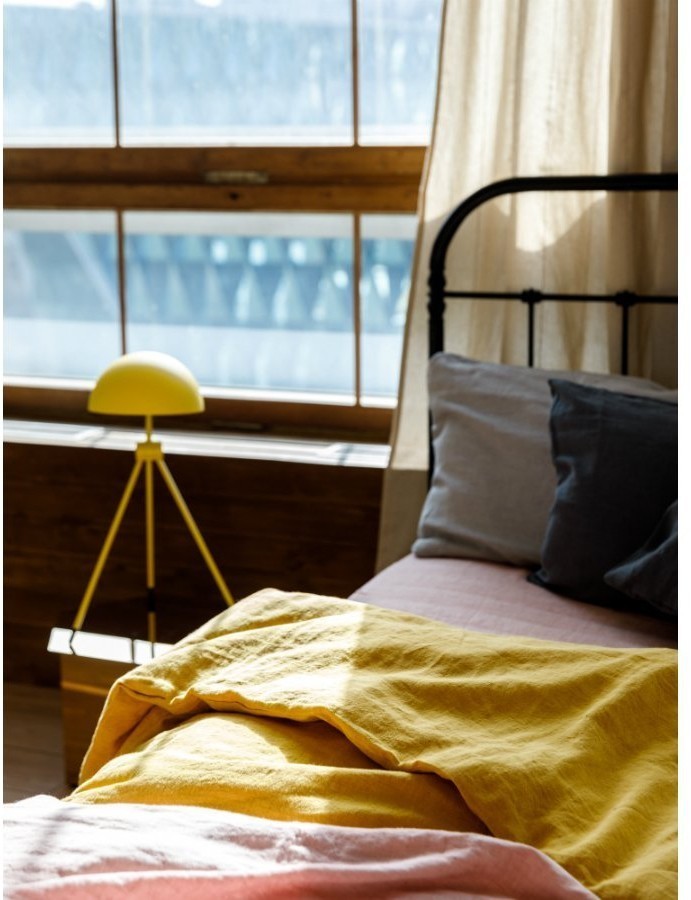 Пододеяльник изо льна горчичного цвета essential, 200х200 см (63313)