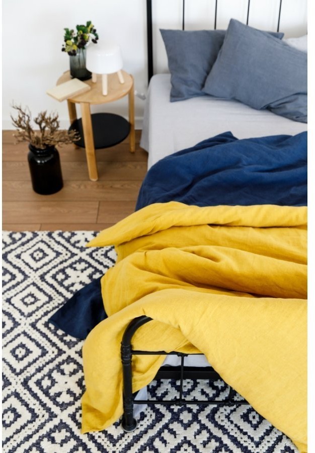 Пододеяльник изо льна горчичного цвета essential, 200х200 см (63313)