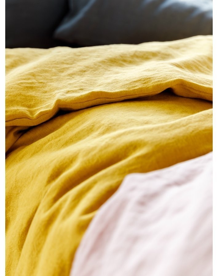 Пододеяльник изо льна горчичного цвета essential, 200х200 см (63313)