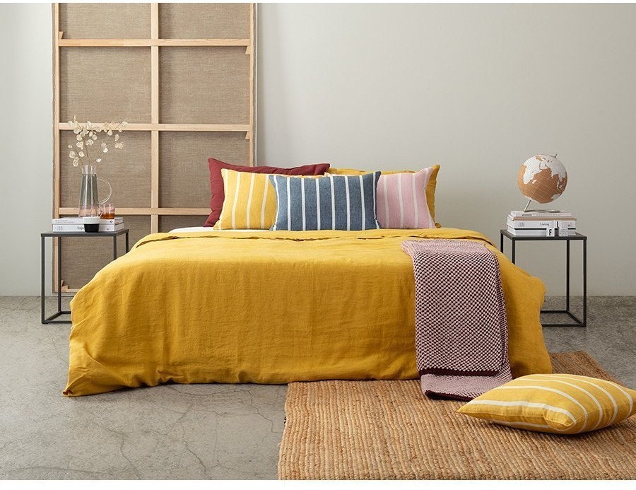 Пододеяльник изо льна горчичного цвета essential, 200х200 см (63313)