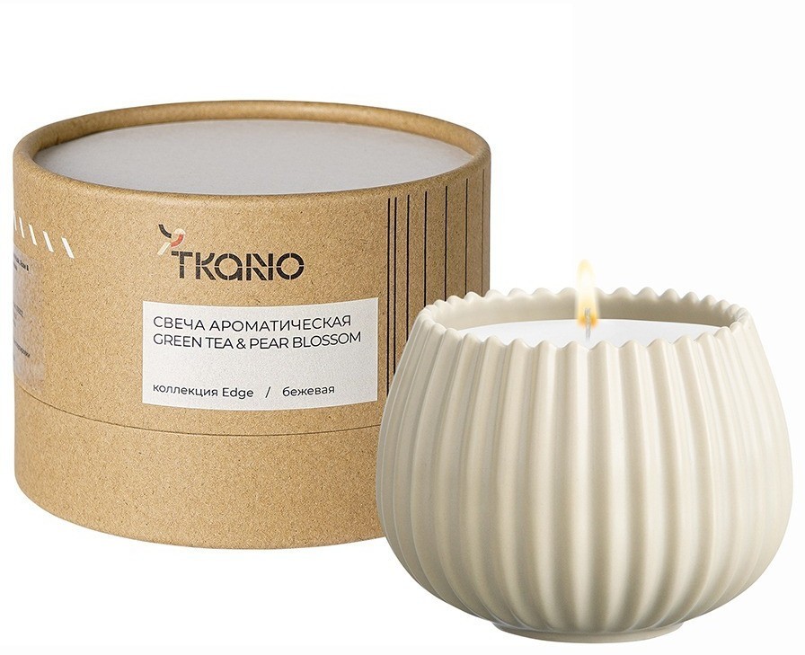 Свеча ароматическая green tea & pear blossom из коллекции edge, бежевый, 30 ч (75641)