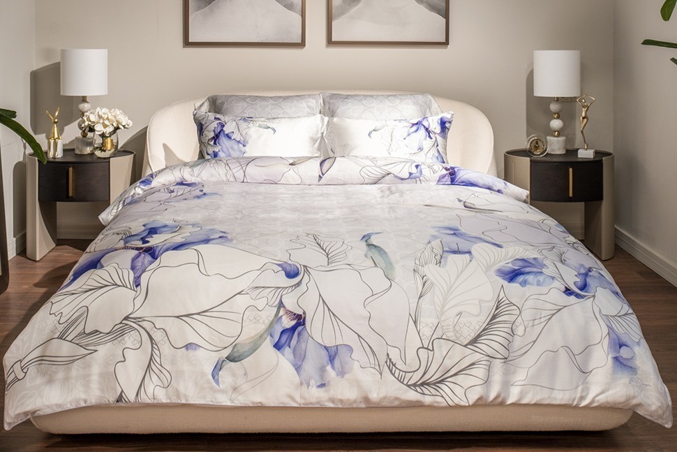 Комплект постельного белья Ирисы , тенсель,  200*220-1шт, 50*70-2 шт (TT-00015988)