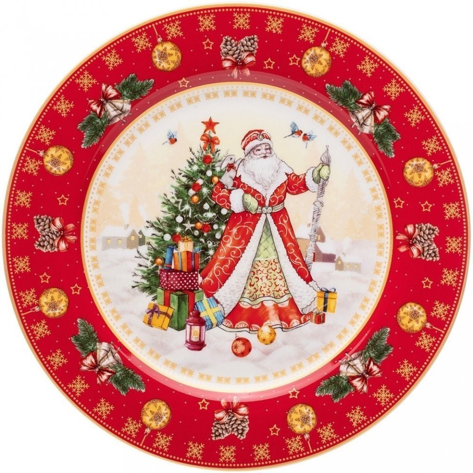 Тарелка закусочная lefard "дед мороз" 20,5 см красная (85-1708)