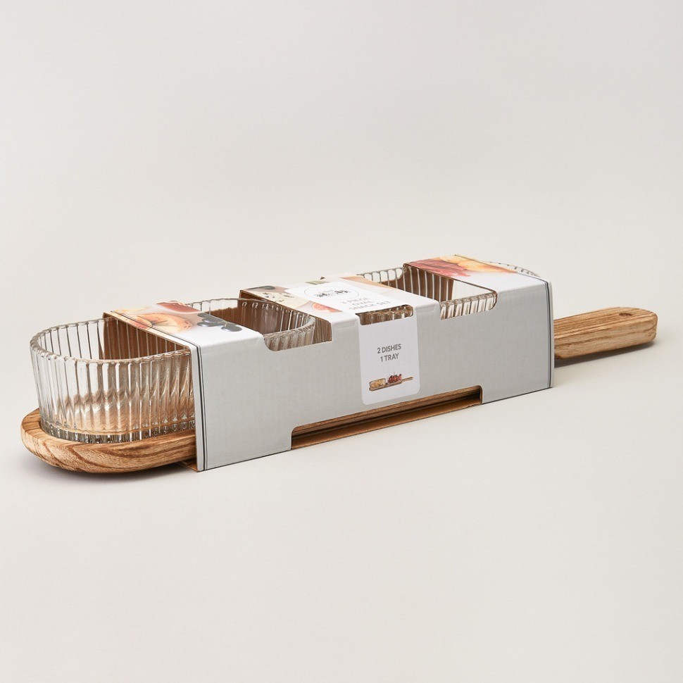 Менажница 2-х секционная на деревянной подставке400 мл Lefard (172-168)